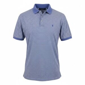 Ralph Lauren Polo Golf Shirt Men's XL Blue Stripes 100% Pima Cotton Blue Pony